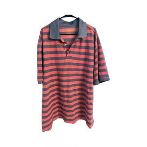 Men’s Red & Blue Striped Polo Size 2XL